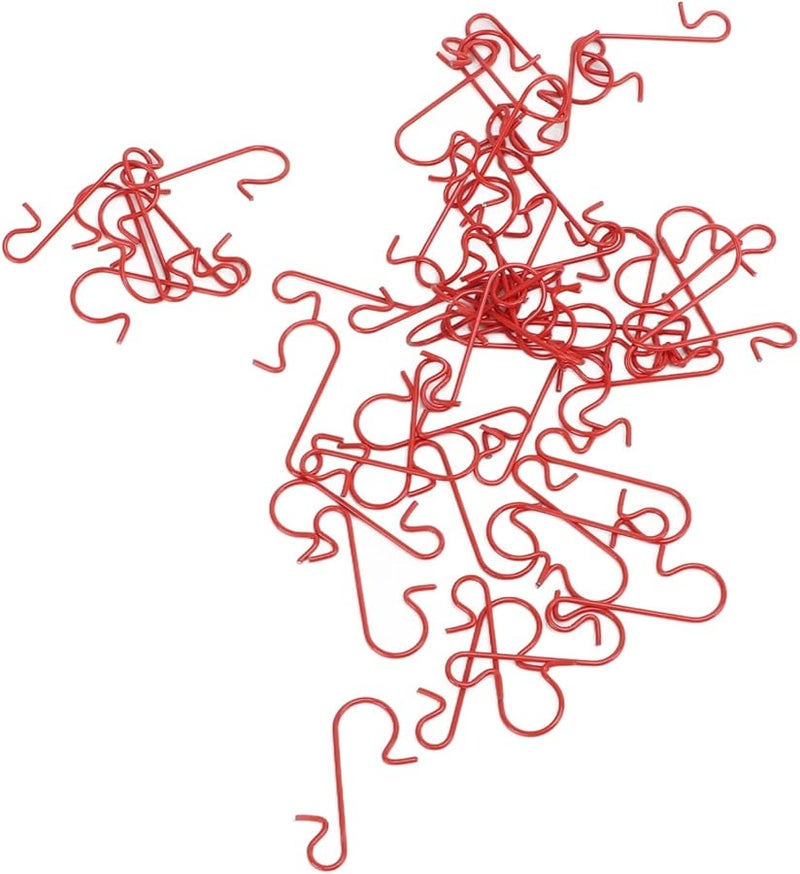 Red S Hooks 50Pcs Metal Hangers Christmas Decoration DIY Small Items 3 Colors - Image 3