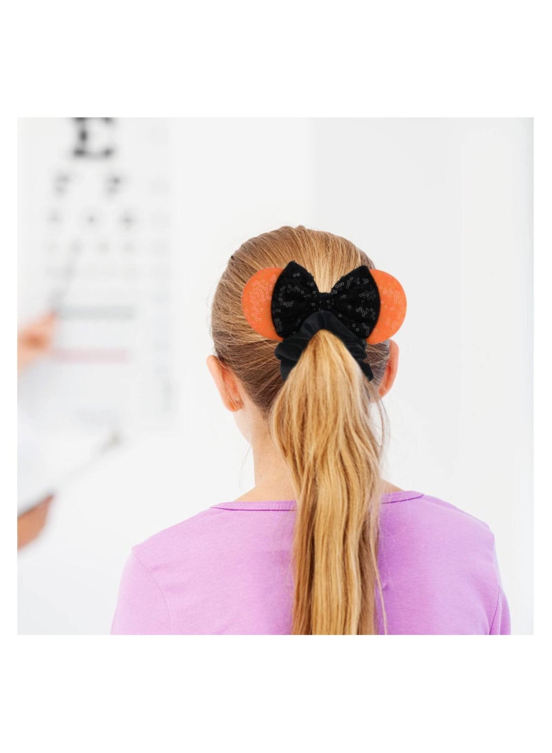 إسكدنيا 1 Pcs Mouse Ears Headband and Scrunchies with Bow Hairs Accessories for Girls Women Boys Birthday Party (Blackorange) - Image 4
