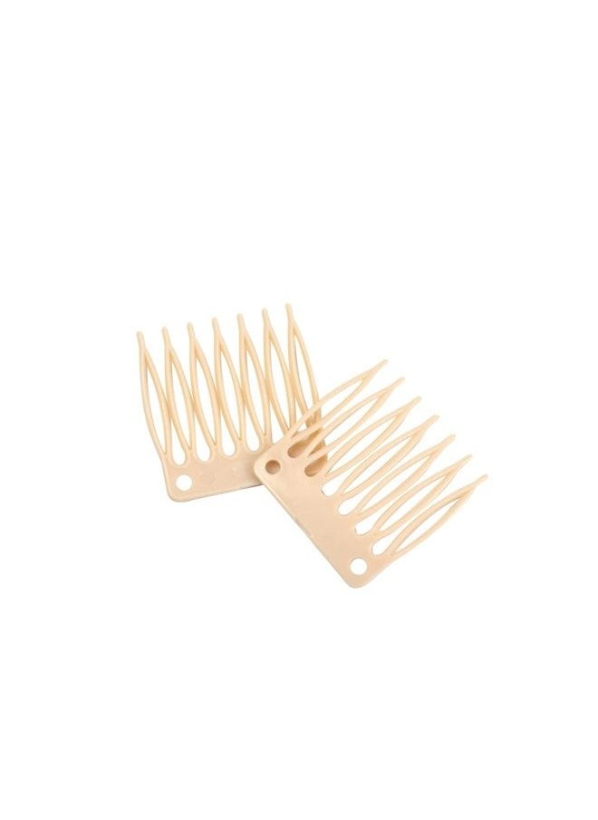 yantaisiyu 50pcs/Lot Hair Combs Wig Plastic Combs and Clips for Wig Cap Wig Combs for Making Wigs 7-teeth Hair Clips (Blonde)  - Image 4
