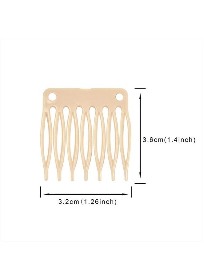 yantaisiyu 50pcs/Lot Hair Combs Wig Plastic Combs and Clips for Wig Cap Wig Combs for Making Wigs 7-teeth Hair Clips (Blonde)  - Image 5