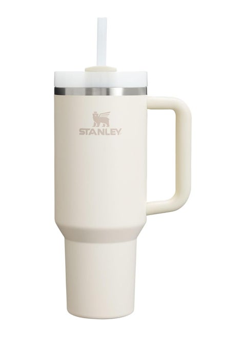 كوب Quencher H2.0 FlowState المصنوع من الفولاذ المقاوم للصدأ والمُعزل بالفراغ مع غطاء وقشة للمياه أو الشاي المثلج أو القهوة، لون بيج