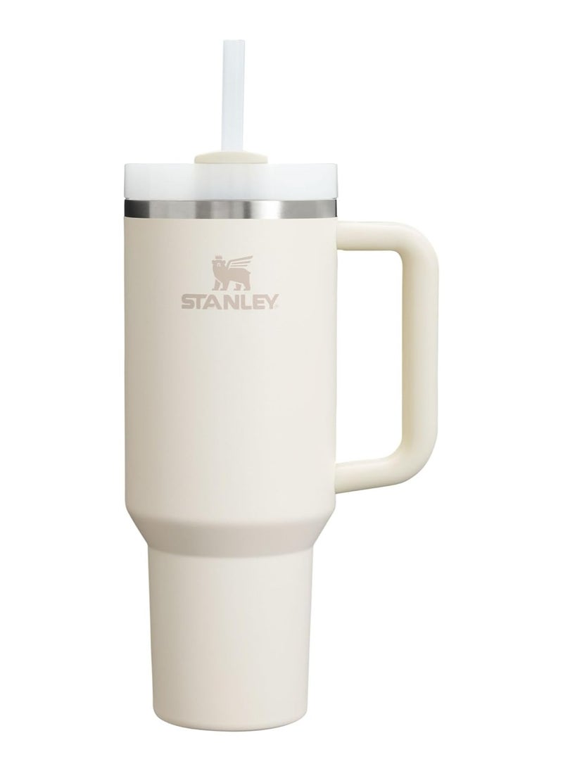 Stanley - كوب Quencher H2.0 FlowState المصنوع من الفولاذ المقاوم للصدأ والمُعزل بالفراغ مع غطاء وقشة للمياه أو الشاي المثلج أو القهوة، لون بيج - Image 1