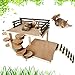 VolksRose Wooden Hamster Playground Platform Hamster Climbing Toy Natural Living Climb System Small Animals Activity Set with Ladder Food Bowl Ramp Bridge for Mouse Gerbil Rat Chinchilla - Image 3