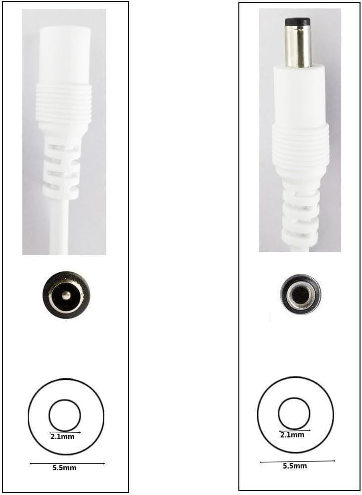 TronicsPros 2pcs DC 12V-24V 3A LED Strip Dimmer Switch LED Tape Dimmer Controller PWM Rotary Dimmer 5.5mm x 2.1mm DC Jack for COB LED Strip SMD 5050 3528 2835 5630 LED Ribbon LED String Light, White - Image 4