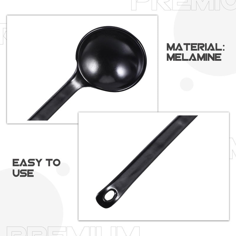 Black Japanese Style Long Handle Soup Spoons Set of 5 for Ramen Noodles and Hot Pot - Image 4