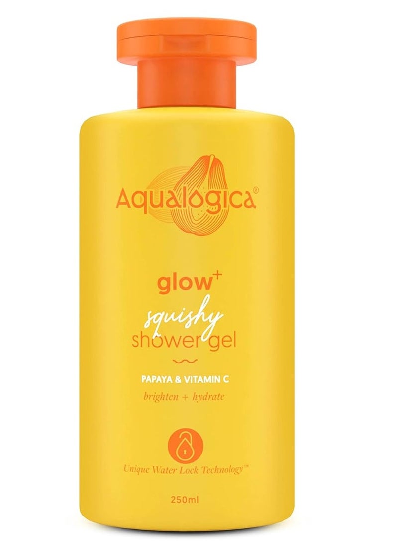 Aqualogica Aqualogica Body Wash Glow+ Squishy Shower Gel with Papaya & Vitamin C for Dry, Oily, Glowing & Hydrated Skin for Men & Women -250ml  - Image 1