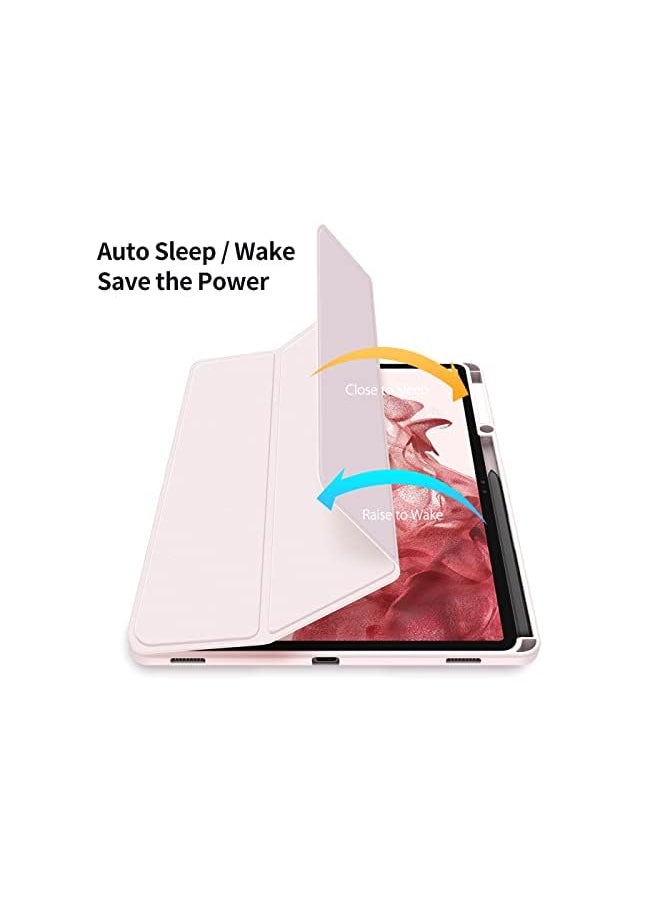 DUZZONA - Case For Samsung Galaxy Tab S8+ Plus 12.4 2022 (Sm-X800/X806) / Tab S7 Fe 12.4 Inch 2021 / Tab S7 Plus 12.4 2020 With S-Pen Holder,Transparent Back Cover With Auto Sleep/Wake, Pink - Image 1