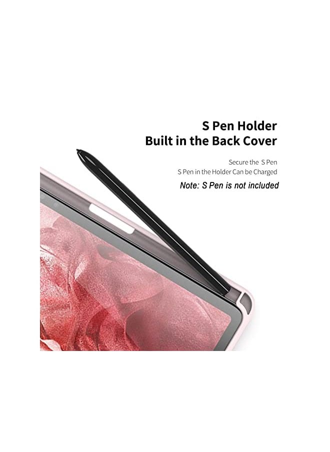 DUZZONA Case For Samsung Galaxy Tab S8+ Plus 12.4 2022 (Sm-X800/X806) / Tab S7 Fe 12.4 Inch 2021 / Tab S7 Plus 12.4 2020 With S-Pen Holder,Transparent Back Cover With Auto Sleep/Wake, Pink  - Image 4