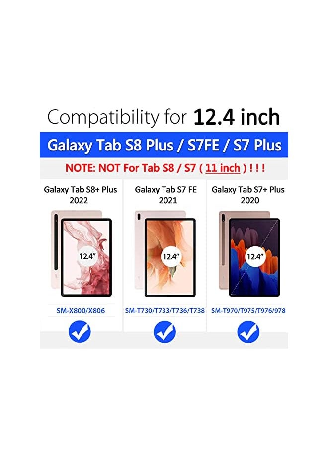 DUZZONA Case For Samsung Galaxy Tab S8+ Plus 12.4 2022 (Sm-X800/X806) / Tab S7 Fe 12.4 Inch 2021 / Tab S7 Plus 12.4 2020 With S-Pen Holder,Transparent Back Cover With Auto Sleep/Wake, Pink  - Image 2