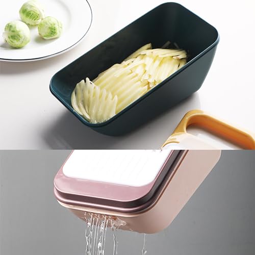 Mockery Slicer for 5 in 1 Kitchen Mandolin Slicing Tool Vegetable Slicer Cutter Chopper Grater Slicers for Fruits Vegetables Julienne Carrot Cucumber Sweet Potato Chip Slicer Thin Veggie Spiralizer (Pink) - Image 3