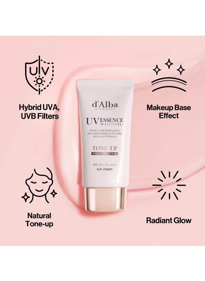 d'alba Piedmont Italian White Truffle Waterfull Tone-up Sunscreen, pure and Vegan hybrid pink tinted moisturizer, glow and brightening sunscreen, gentle and safe use sunscreen  - Image 3