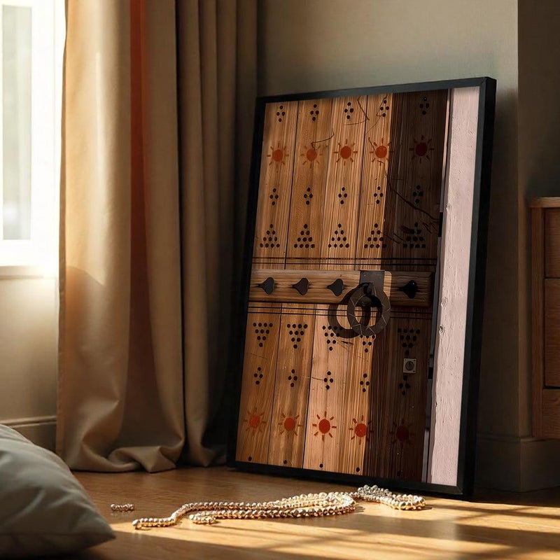 ماركتنا لوحة قماشية بتصميم الفن النجدي مع برواز مجوف مقاس (50×70) قطعة واحدة - Image 2