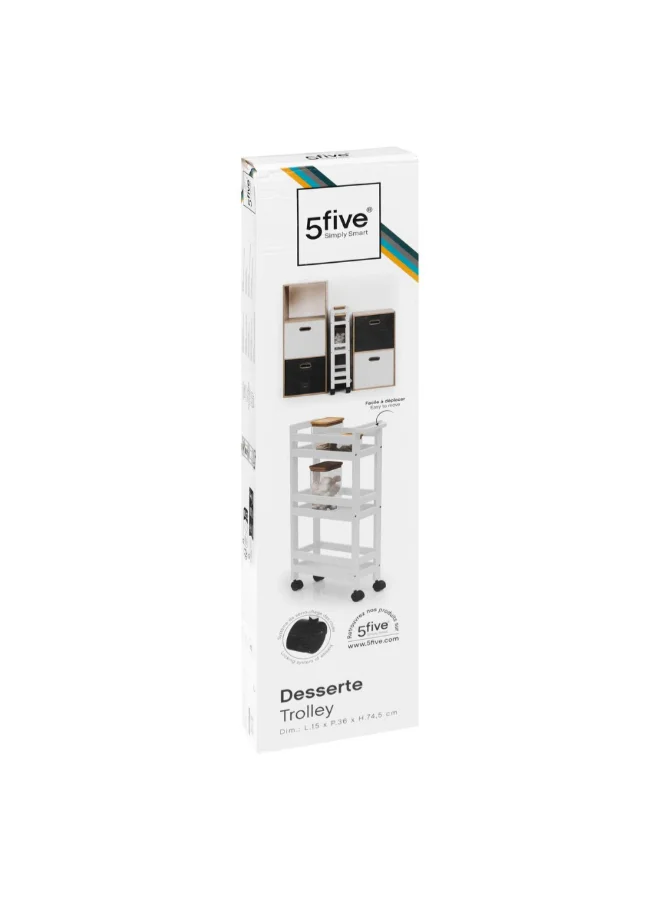 Five Simply Smart Colorama 3-Tier Rolling Trolley White and Black 74.5 x 15 x 36 cm 174762I
