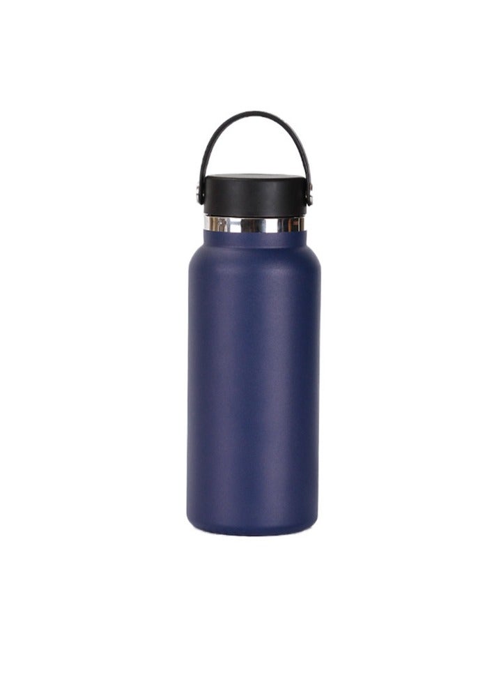 xozgdovg Thermos cup Large capacity outdoor sports kettle Double vacuum 32oz dark blue 