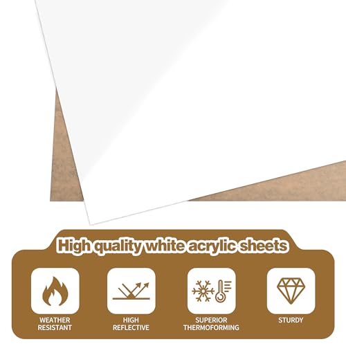 Lesnlok Matte White Acrylic Sheets 1/8 inch Thick 3mm 2 Pieces 8 x 12 Frosting Plexiglass Sheet,Suitable for Painting, Handicrafts, DIY Display Projects (2, Matte White, 8 x 12) - Image 5