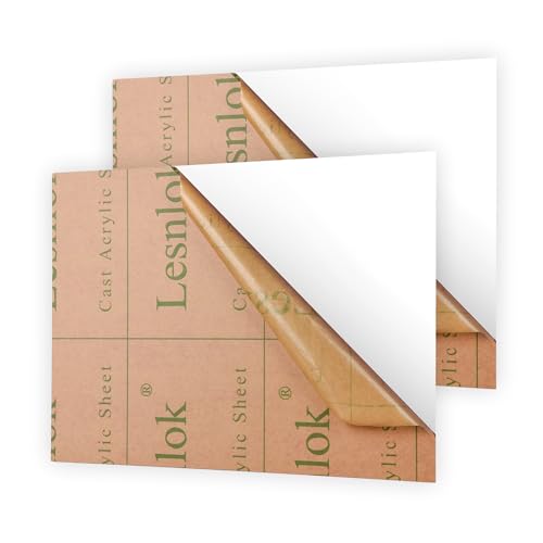 Lesnlok Matte White Acrylic Sheets 1/8 inch Thick 3mm 2 Pieces 8 x 12 Frosting Plexiglass Sheet,Suitable for Painting, Handicrafts, DIY Display Projects (2, Matte White, 8 x 12) - Image 1