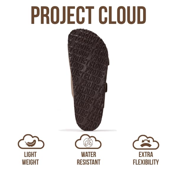 Project Cloud Genuine Leather Mens Sandals with Memory Foam Natural Cork Footbed Slides for Men Footwear - Non-Slip Double-Strap Buckle Summer Sandals (Arizona,TAUPSUEDE,8.5) - Image 4