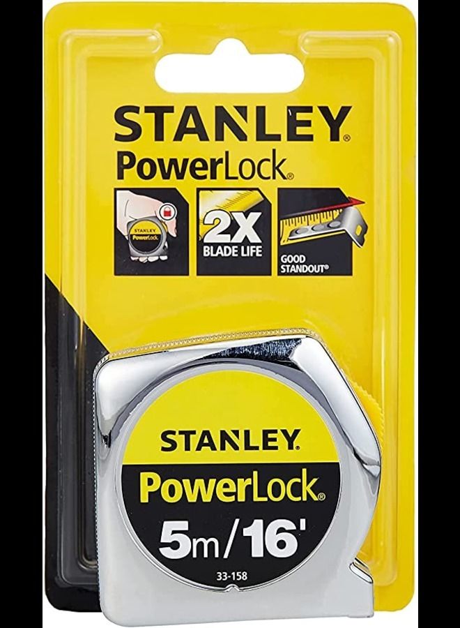 Stanley Power Lock Tape Measure 5m/16 Inch  - Image 1