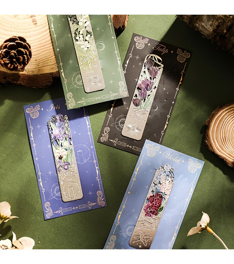 Metal Floral World Hollow Tulip Bookmark Durable Reading Gift for Book Lovers - Image 1