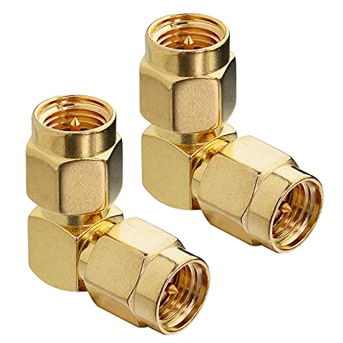 Boobrie SMA Coax Adapter SMA 90 Degree Connector SMA Male to SMA Male Right Angle Adapter Gold-Plated SMA Cable Adapter SMA Male Plug (Pin) Connector for WiFi/Two-Way Radio/FPV Drone etc Pack of 2 - Image 1