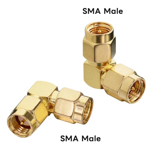 Boobrie SMA Coax Adapter SMA 90 Degree Connector SMA Male to SMA Male Right Angle Adapter Gold-Plated SMA Cable Adapter SMA Male Plug (Pin) Connector for WiFi/Two-Way Radio/FPV Drone etc Pack of 2 - Image 2