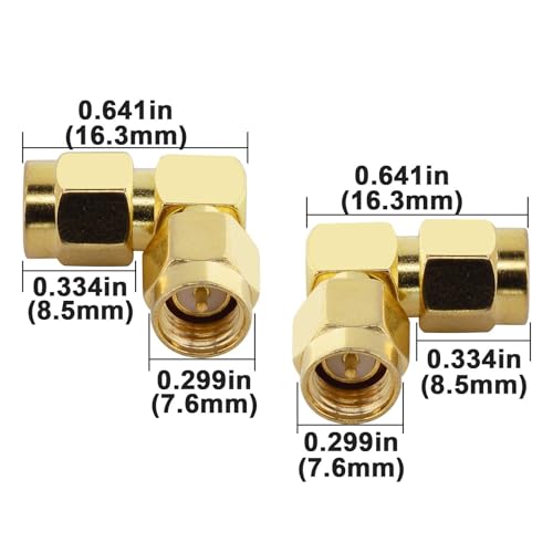 Boobrie SMA Coax Adapter SMA 90 Degree Connector SMA Male to SMA Male Right Angle Adapter Gold-Plated SMA Cable Adapter SMA Male Plug (Pin) Connector for WiFi/Two-Way Radio/FPV Drone etc Pack of 2 - Image 5
