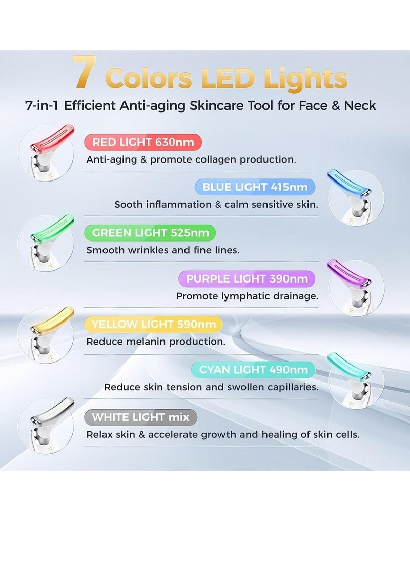 تايجر Red Light Therapy for Face – 7 Color LED Skin Rejuvenation Device for Face & Neck, Neck Tightening & Anti-Aging Treatment, Glossy White Beauty Device - Image 3