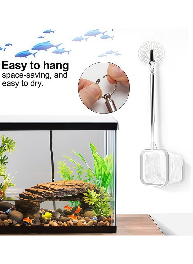 عبوتان من شبكتي حوض سمك أبيضتين مقاس 3 بوصات - أداة صغيرة لحوض السمك للروبيان وأسماك البيتا، مغرفة شبكية سريعة الجفاف (منظف وديكور مزدوج الاستخدام) - Image 4