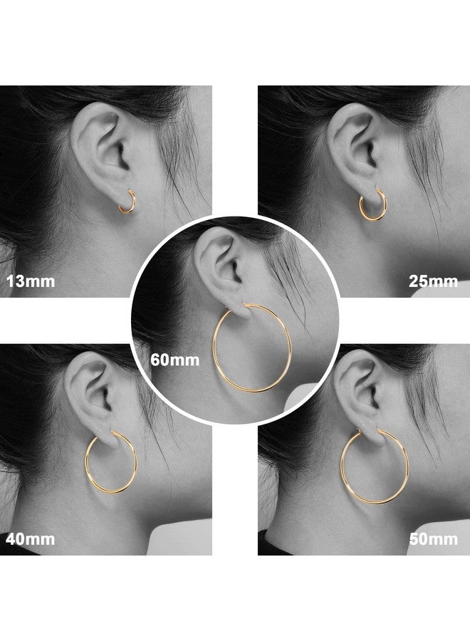 M MOOHAM Gold Hoop Earrings For Women, 14K Gold Plated Sterling Silver Post Hypoallergenic Earrings For Women Chunky Hoops Earrings Pack Set Dainty Tiny Small Gold Hoop Earrings For Women Jewelry - Image 4