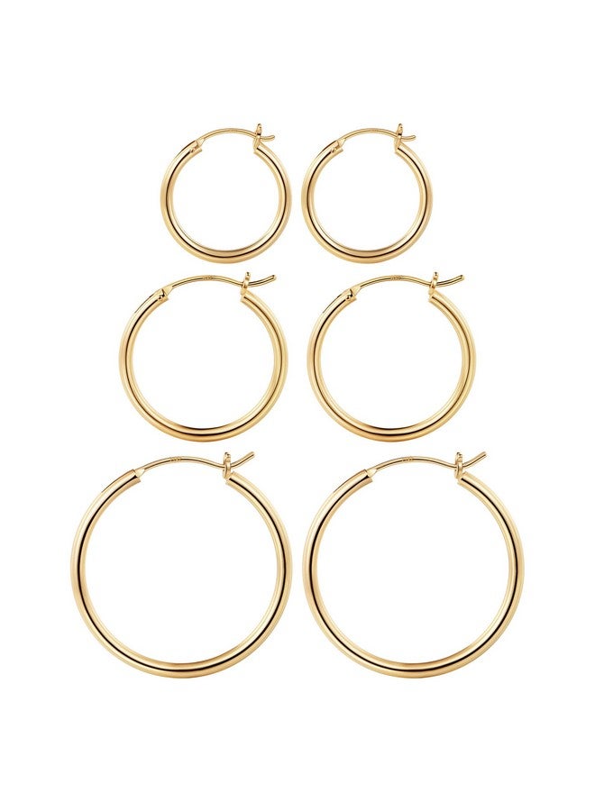 M MOOHAM Gold Hoop Earrings For Women, 14K Gold Plated Sterling Silver Post Hypoallergenic Earrings For Women Chunky Hoops Earrings Pack Set Dainty Tiny Small Gold Hoop Earrings For Women Jewelry - Image 1