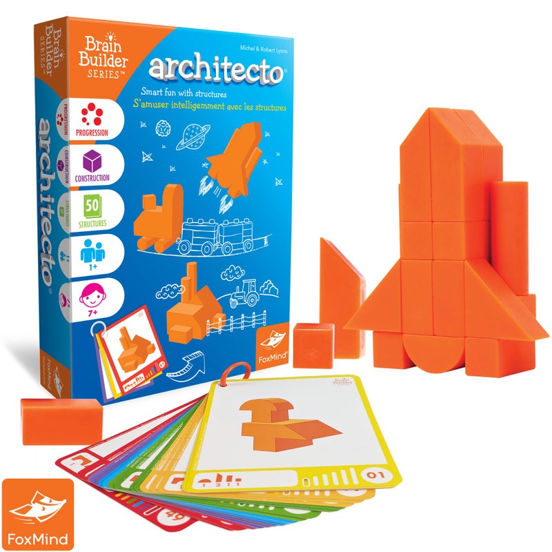 FoxMind Games Architecto Spatial Logic and Dexterity Game Smart Fun with Structures 50 Smart Puzzles to Work Through 6 Levels of Complexity Develops STEM Skills 1 Players for Ages 7 and up - Image 3
