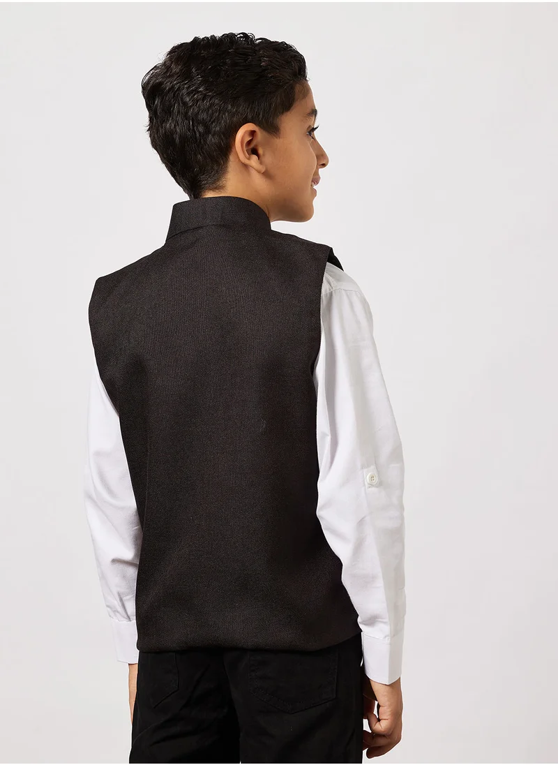 AJ Dezines Boys Jute Blend Solid Waistcoat