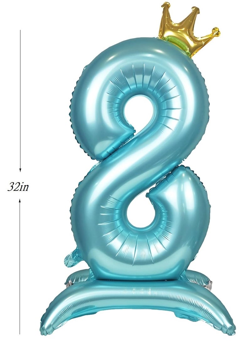 Home zone 32 Inch Crown Blue Digit Helium Foil Birthday Party Balloons Number 8 - Image 2