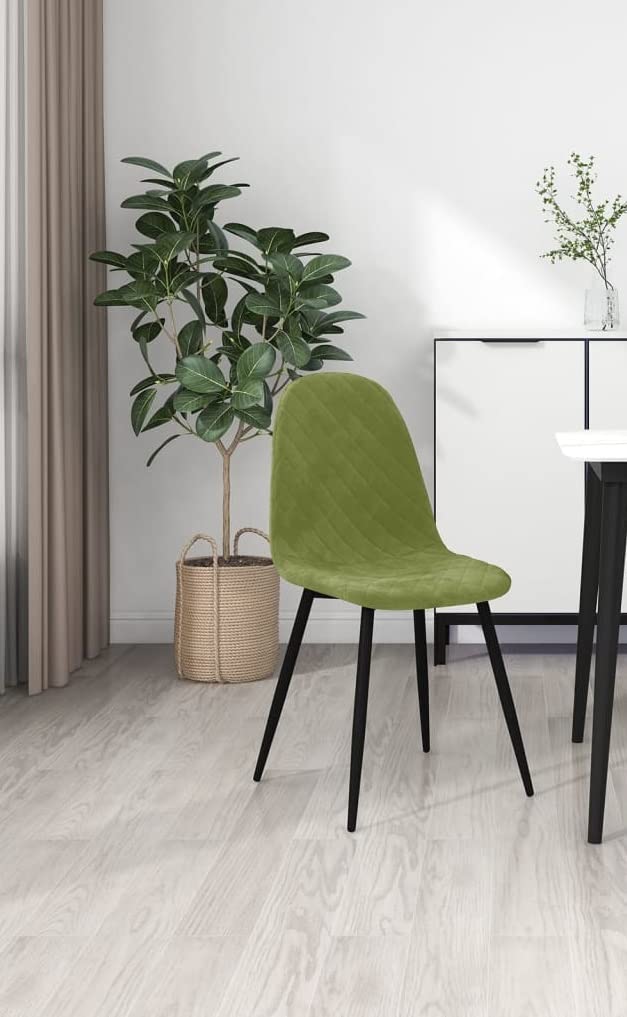 Finch Fox Finch Fox Eames Replica Quilted Velvet Dining Chair for Cafe Chair Side Chair Kitchen Breakfast Living Room Chair in Light Green Color