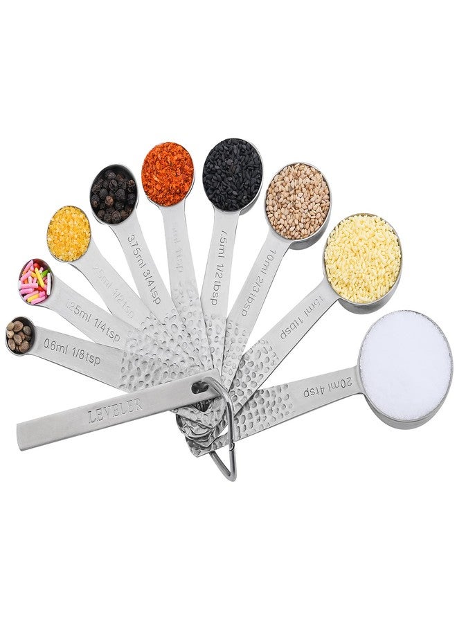 Smithcraft مجموعة ملاعق قياس من سميثكرافت، مجموعة ملاعق قياس من الفولاذ المقاوم للصدأ 18/8، تتضمن 9 ملاعق وميزان، ملاعق قياس معدنية للخبز، أدوات مطبخ، ملاعق قياس بأحجام 1/8، 3/4، 4 ملاعق صغيرة و2/3 ملاعق كبيرة - Image 2