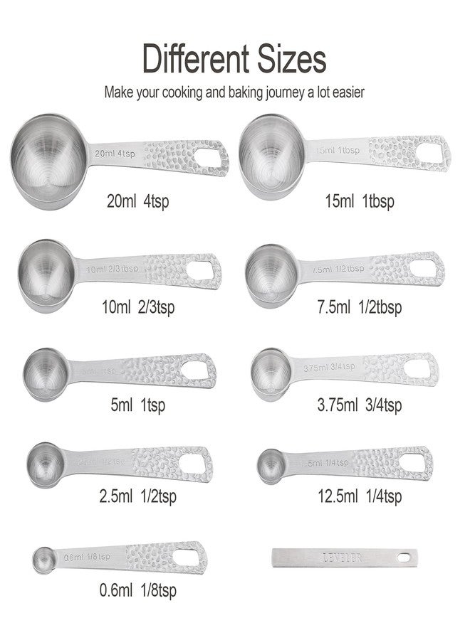 Smithcraft مجموعة ملاعق قياس من سميثكرافت، مجموعة ملاعق قياس من الفولاذ المقاوم للصدأ 18/8، تتضمن 9 ملاعق وميزان، ملاعق قياس معدنية للخبز، أدوات مطبخ، ملاعق قياس بأحجام 1/8، 3/4، 4 ملاعق صغيرة و2/3 ملاعق كبيرة - Image 3