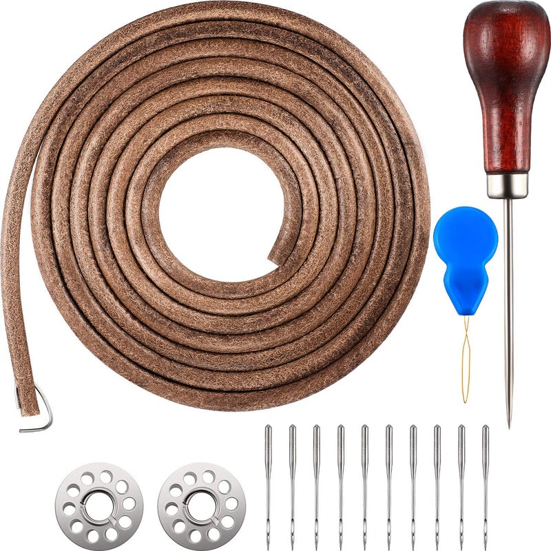 Norme 71 3/16 Sewing Machine Belt Leather Belt Treadle Parts with Hook Compatible with Singer/Jones Sewing Machine - Image 1