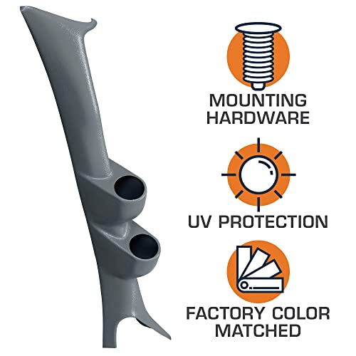 GlowShift Gray Full Size Dual Pillar Gauge Pod Compatible with Ford Super Duty F-250 F-350 Power Stroke 1999-2007 - Factory Color Matched - UV Protected - Mounts (2) 2-1/16" (52mm) Gauges - Image 4