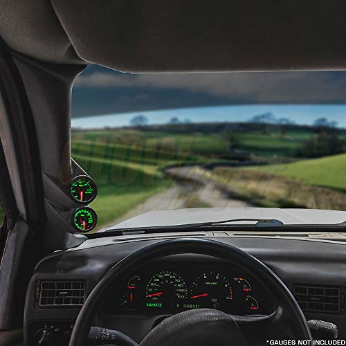 GlowShift Gray Full Size Dual Pillar Gauge Pod Compatible with Ford Super Duty F-250 F-350 Power Stroke 1999-2007 - Factory Color Matched - UV Protected - Mounts (2) 2-1/16" (52mm) Gauges - Image 2