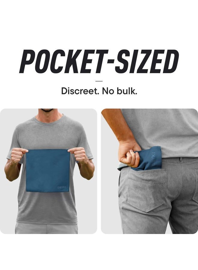 DRYKI Sweat Absorbing Handkerchiefs - The Original Sport Microfiber Hankies for Wicking Sweat from Hands, Face, Body (Coastal Blue, 5 Pack) - Image 4