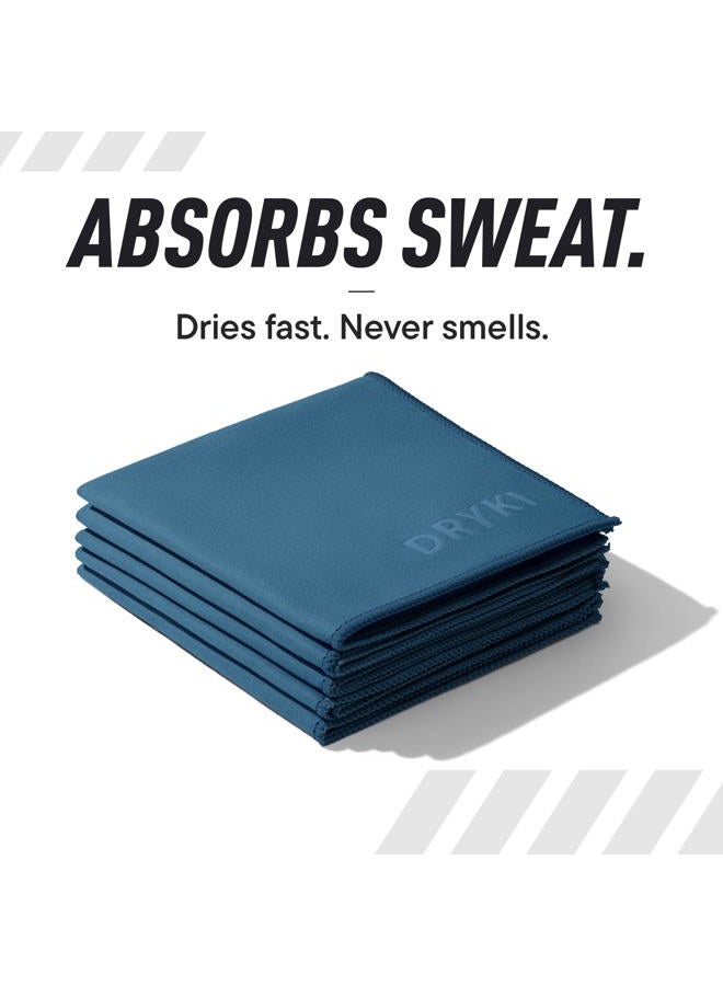 DRYKI Sweat Absorbing Handkerchiefs - The Original Sport Microfiber Hankies for Wicking Sweat from Hands, Face, Body (Coastal Blue, 5 Pack) - Image 3