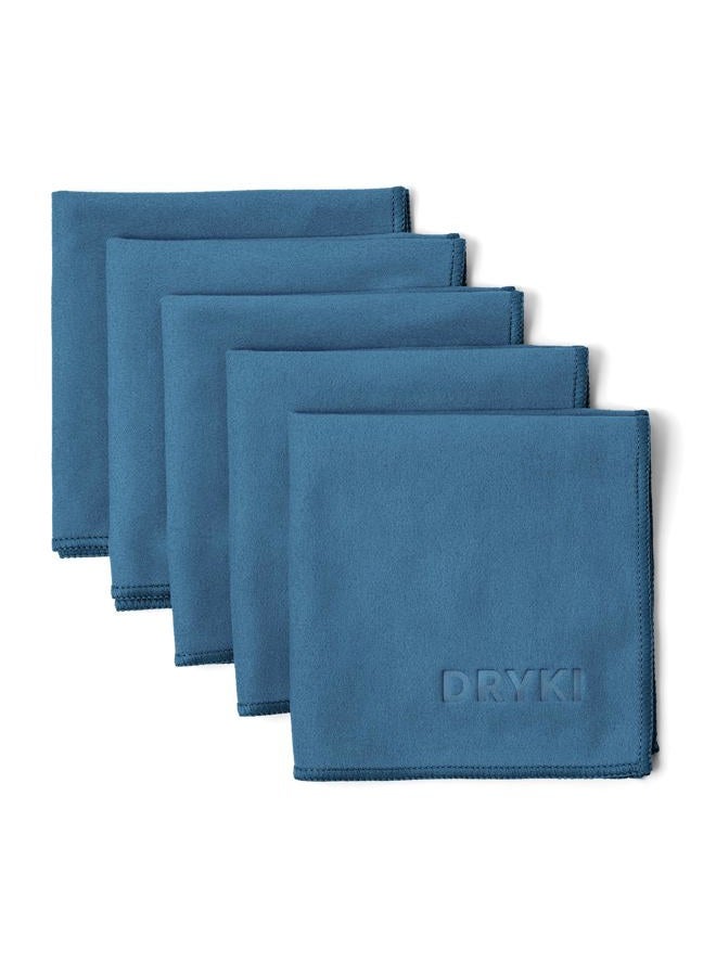 DRYKI Sweat Absorbing Handkerchiefs - The Original Sport Microfiber Hankies for Wicking Sweat from Hands, Face, Body (Coastal Blue, 5 Pack) - Image 1