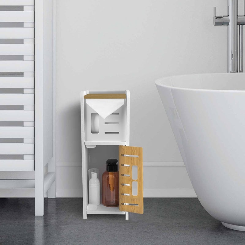 TPGP AOJEZOR Freestanding Toilet Roll Holder with Storage Cabinet - Image 3