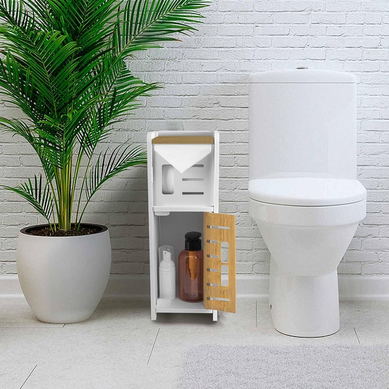 TPGP AOJEZOR Freestanding Toilet Roll Holder with Storage Cabinet - Image 2