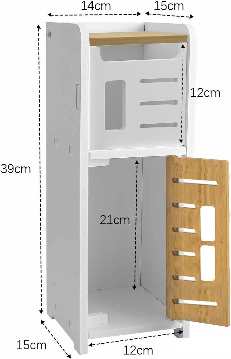 TPGP AOJEZOR Freestanding Toilet Roll Holder with Storage Cabinet - Image 5