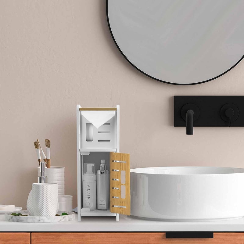 TPGP AOJEZOR Freestanding Toilet Roll Holder with Storage Cabinet - Image 1