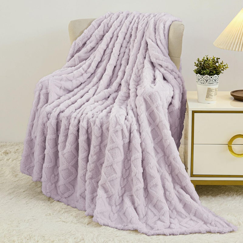 Aganear Fleece Throw Blanket - Cozy Soft Fuzzy Throw Blanket for Women Portable Throw Blankets for Couch  Warm Present for Birthday  Christmas  Halloween  Housewarming(50""x60""  Purple) - Image 1