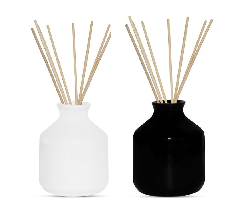 Mkd2 Rise Ceramic Reed Diffuser Pot I Empty Aroma Pot for Home Fragrance - Set of 2 (Black & White) - Image 2