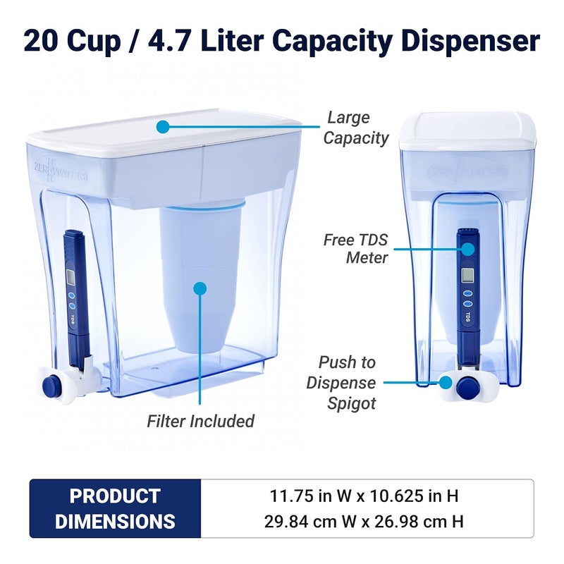 ZeroWater 20 Cup Ready-Pour Dispenser Water Filter Pitcher - Clear - Image 3