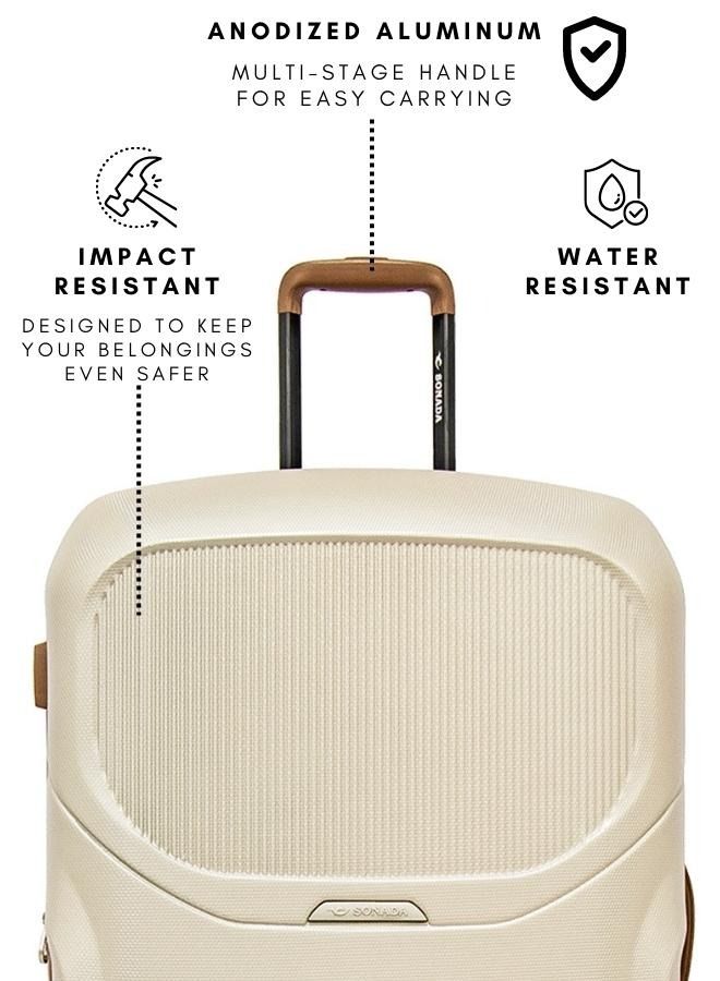 SONADA Luggage Set of 4 Upright Expandable Hardside Suitcase with 4 Double Spinner Wheels Anti Theft Zipper TSA Approved 20 25 29 Inch With Beauty Case Champagne - Image 5